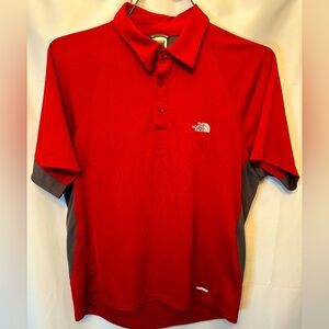 The North Face Men’s Medium Vapor Wick Athletic Polo Shirt Red Gray Lightweight